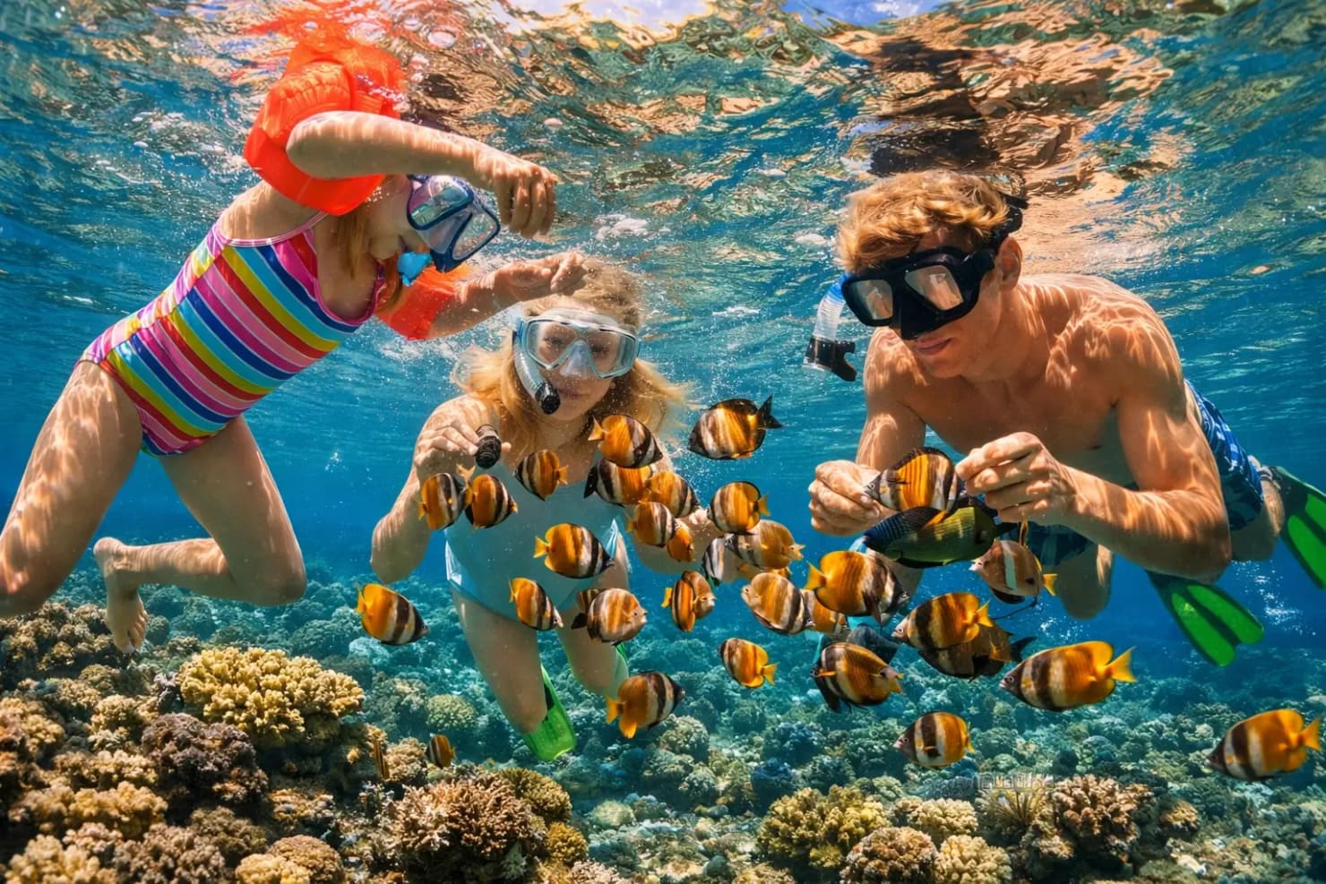 Снорклинг на островах Пхи-Пхи среди коралловых рифов