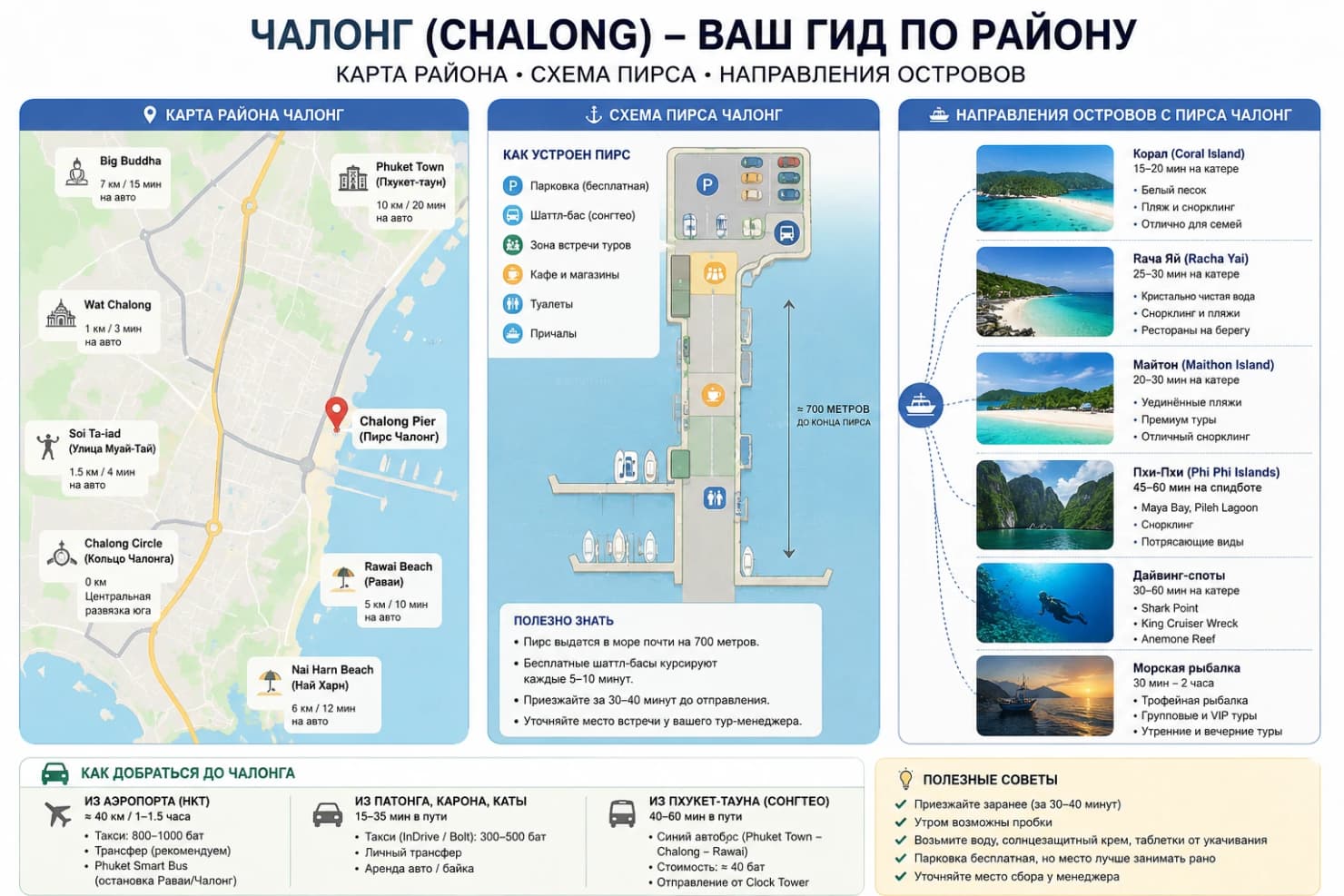Карта района Чалонг и подробная схема расположения пирса на Пхукете Карта района Чалонг и подробная схема расположения пирса на Пхукете